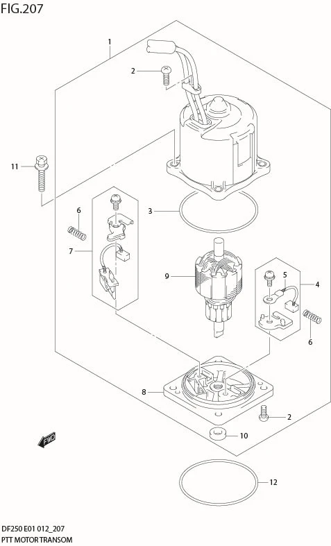 FIG 207 PTT MOTOR TRANSOM(X,XX) (DF225Z E1)