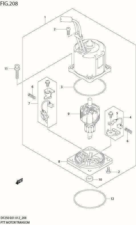 FIG 208 PTT MOTOR TRANSOM(X,XX) (DF225Z E40)