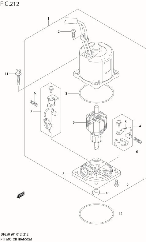 FIG 212 PTT MOTOR TRANSOM(X,XX) (DF250Z E40)