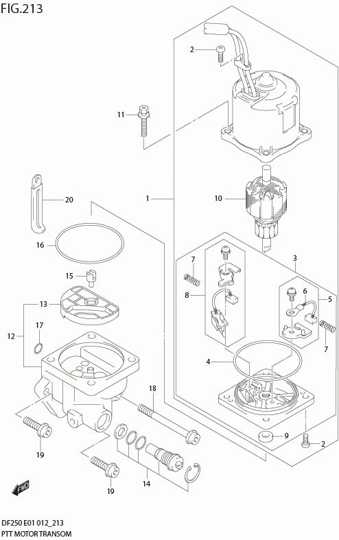FIG 213 PTT MOTOR TRANSOM(L) (DF200T E1)