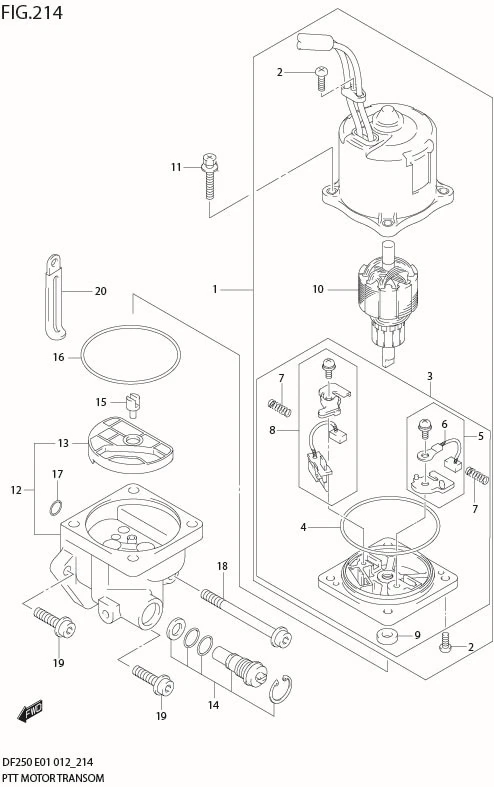 FIG 214 PTT MOTOR TRANSOM(L) (DF200T E40)