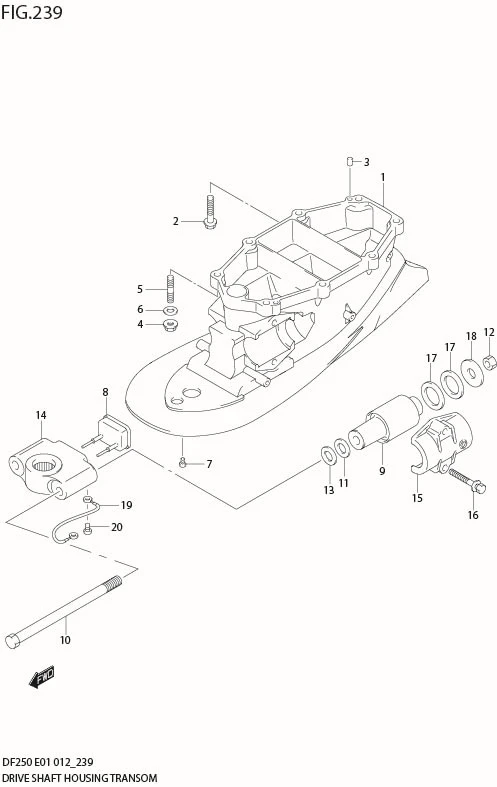 FIG 239 DRIVE SHAFT HOUSING TRANSOM(L) (DF200T E1)
