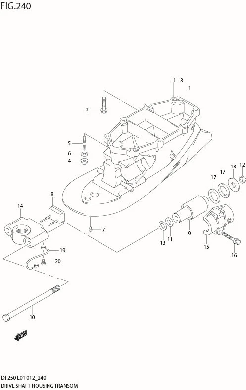 FIG 240 DRIVE SHAFT HOUSING TRANSOM(L) (DF200T E40)