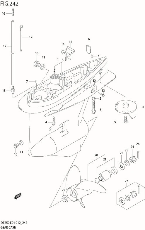 FIG 242 GEAR CASE (DF200T E40)