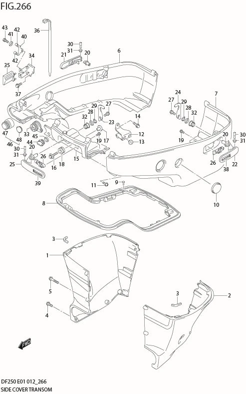 FIG 266 SIDE COVER TRANSOM(L) (DF200T E40)