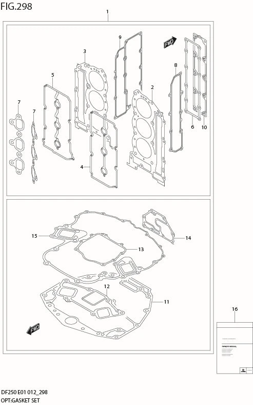 FIG 298 OPT:GASKET SET (DF225T E40)