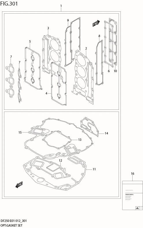 FIG 301 OPT:GASKET SET (DF250T E1)