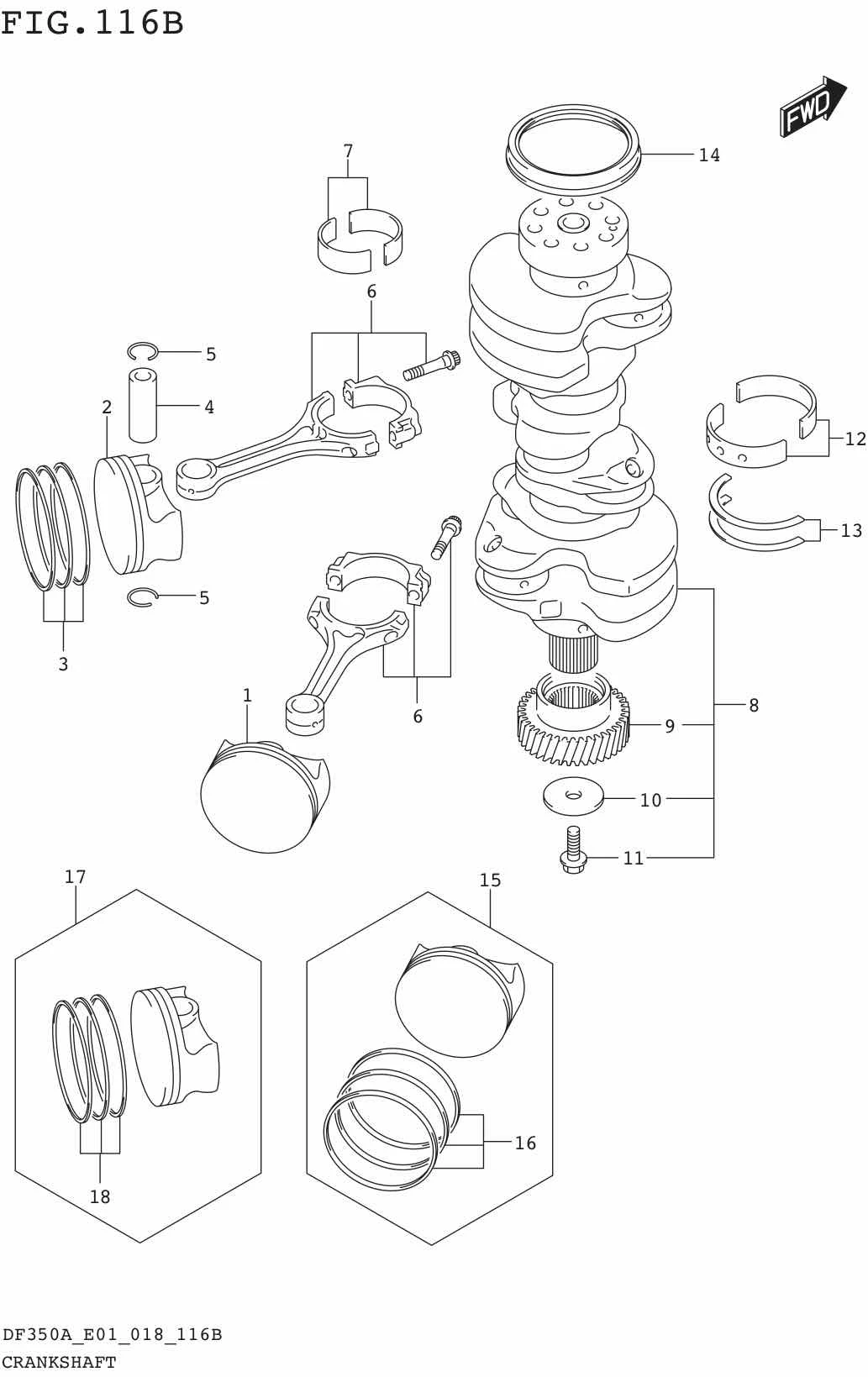 FIG.116B CRANKSHAFT (DF325A)