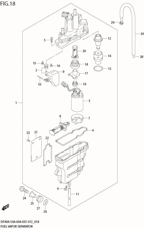 FIG 18  FUEL VAPOR SEPARATOR (DF40A E1)