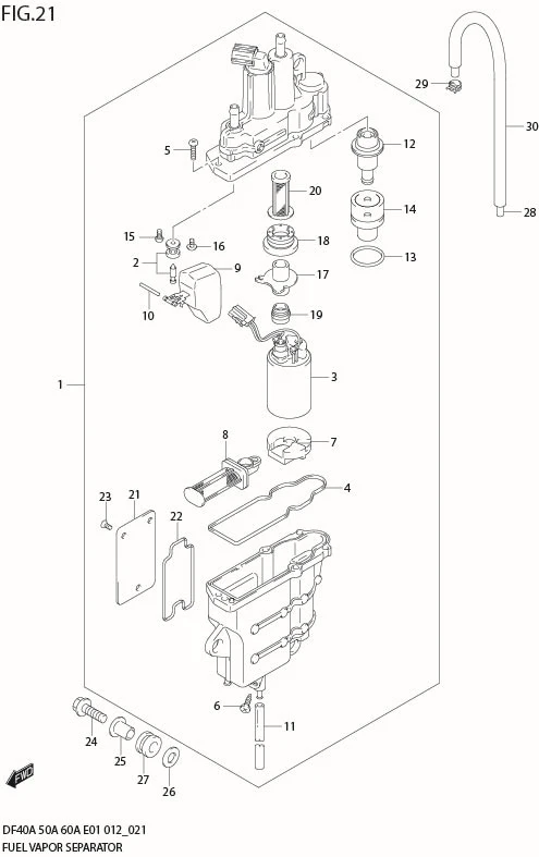 FIG 21  FUEL VAPOR SEPARATOR (DF50A E1)