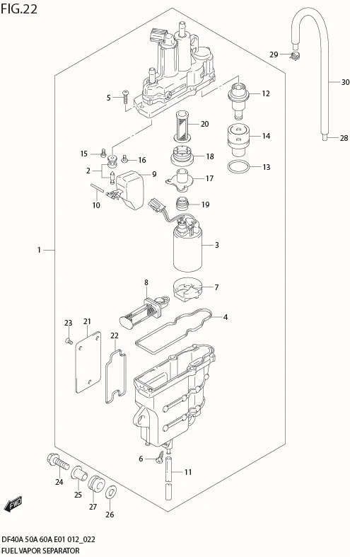 FIG 22  FUEL VAPOR SEPARATOR (DF50ATH E1)
