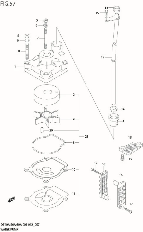 FIG 57  WATER PUMP (DF60A E40)