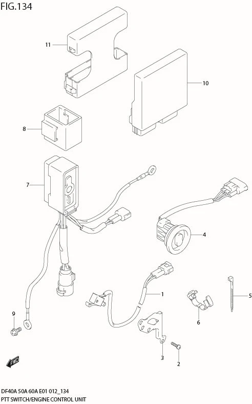 FIG 134 PTT SWITCH / ENGINE CONTROL UNIT (DF40A E1)