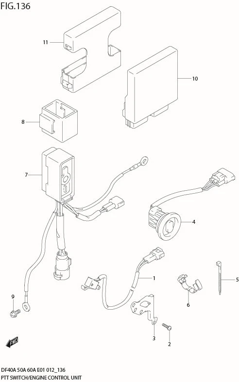 FIG 136 PTT SWITCH / ENGINE CONTROL UNIT (DF40AST E34)