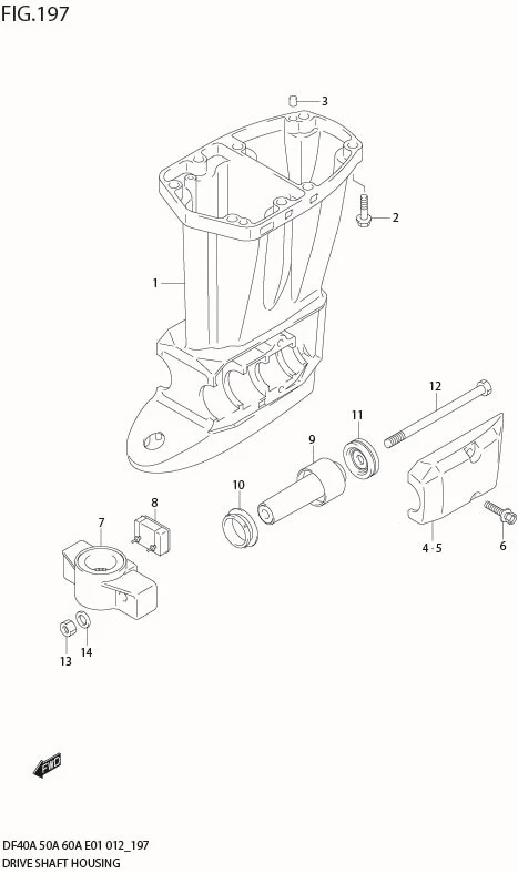 FIG 197 DRIVE SHAFT HOUSING (DF40A E1)