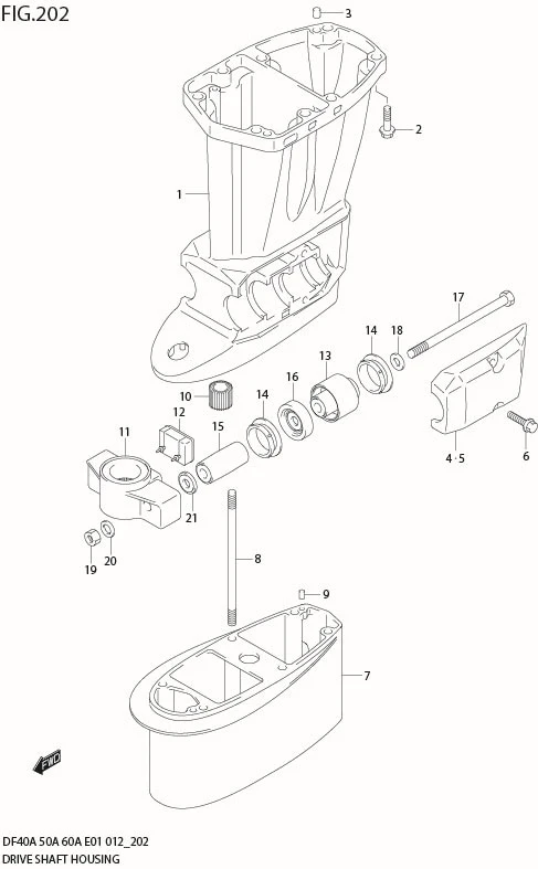 FIG 202 DRIVE SHAFT HOUSING (DF60A E1)