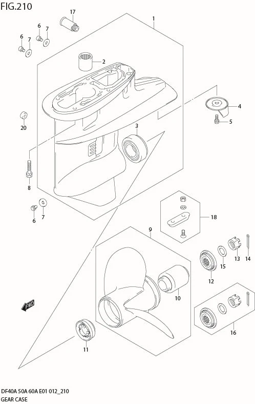 FIG 210 GEAR CASE (DF40AST E34)