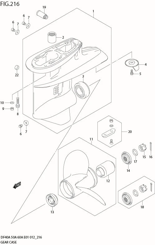 FIG 216 GEAR CASE (DF60AQH E40)