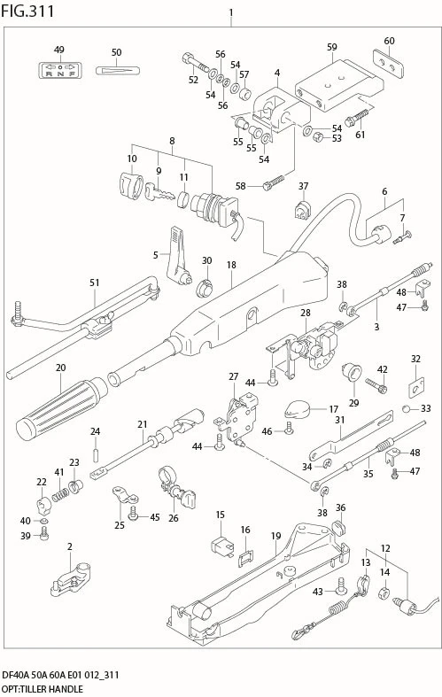 FIG 311 OPT:TILLER HANDLE (DF50A E1)