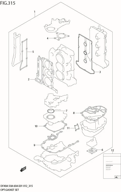 FIG 315 OPT:GASKET SET (DF40AQH E1)