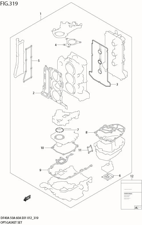 FIG 319 OPT:GASKET SET (DF60A E1)