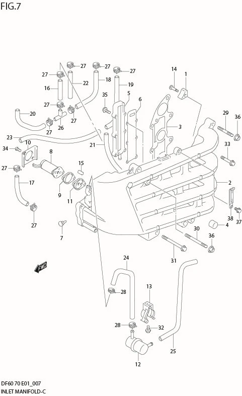 FIG 7   INLET MANIFOLD (DF60,DF70)(*)
