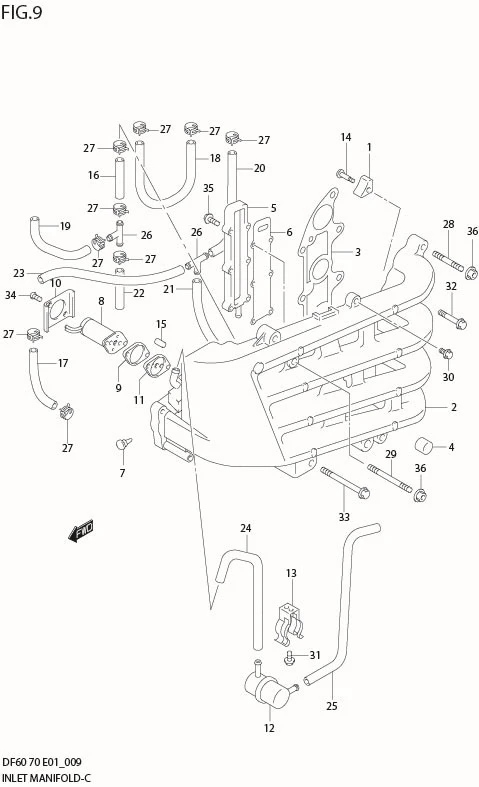 FIG 9   INLET MANIFOLD (DF70:973970%MODEL:00)