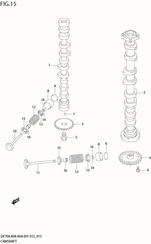 FIG 15  CAMSHAFT (DF70A E01)