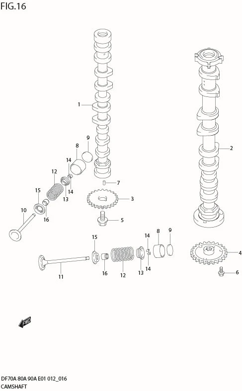 FIG 16  CAMSHAFT (DF70A E40)