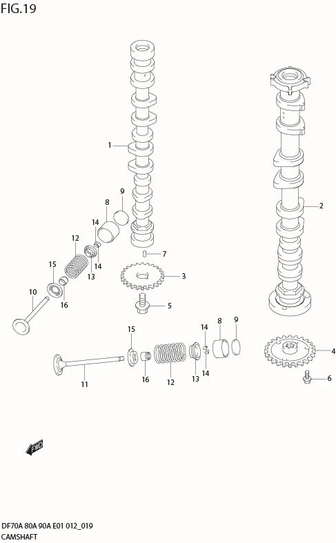 FIG 19  CAMSHAFT (DF80A E01)