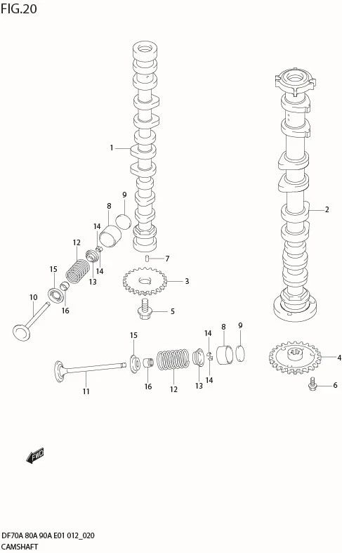 FIG 20  CAMSHAFT (DF80A E40)