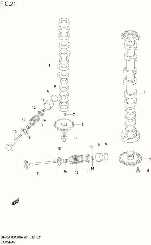 FIG 21  CAMSHAFT (DF90A E01)