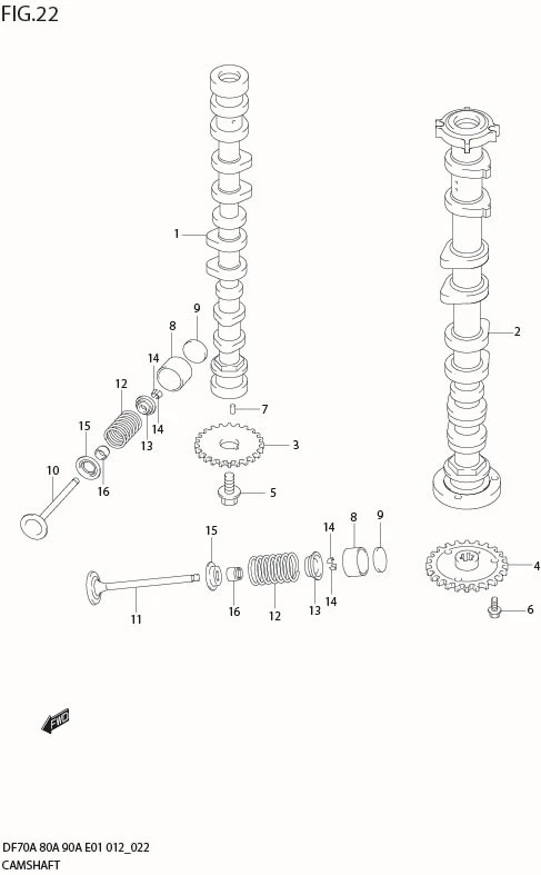 FIG 22  CAMSHAFT (DF90A E40)