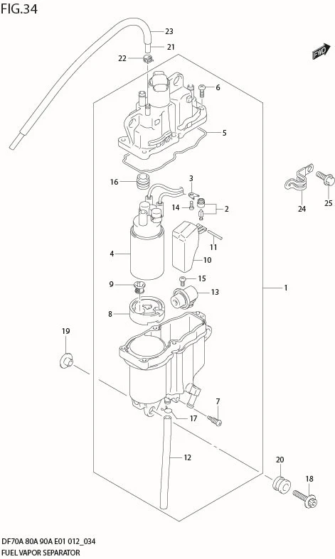 FIG 34  FUEL VAPOR SEPARATOR (DF90A E01)