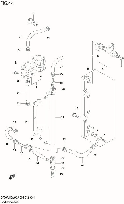FIG 44  FUEL INJECTOR (DF90A E01)