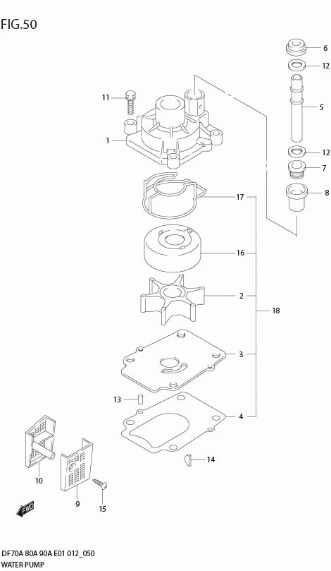 FIG 50  WATER PUMP (DF70A E40)