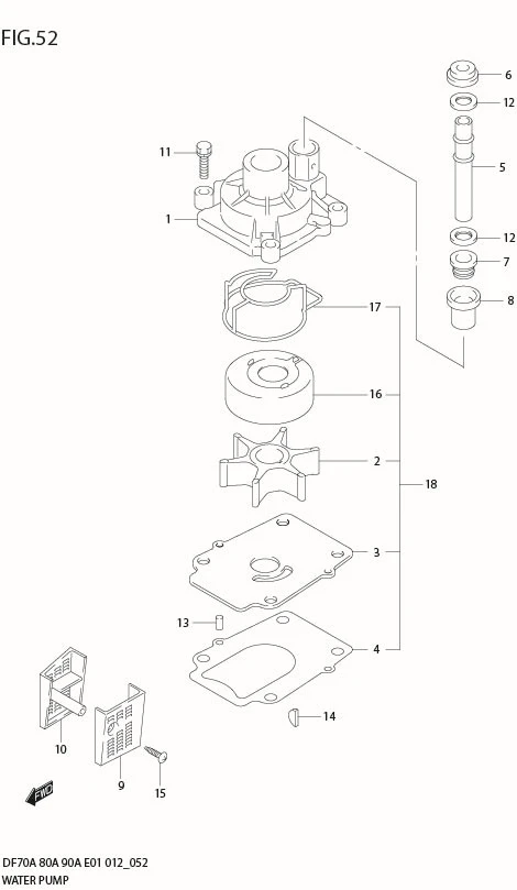 FIG 52  WATER PUMP (DF70ATH E40)