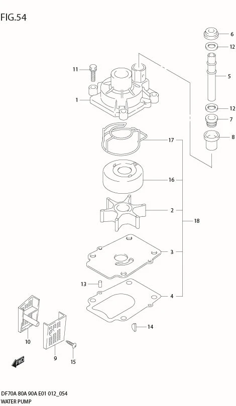 FIG 54  WATER PUMP (DF80A E40)