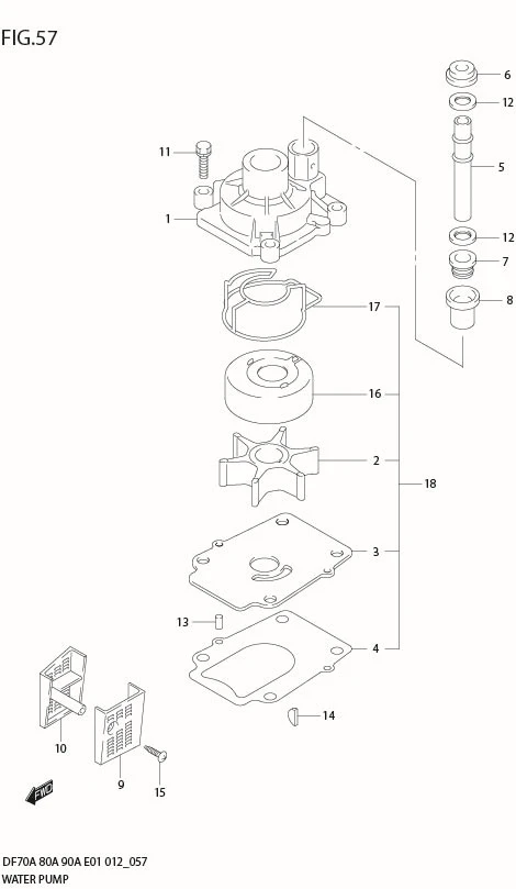 FIG 57  WATER PUMP (DF90ATH E01)