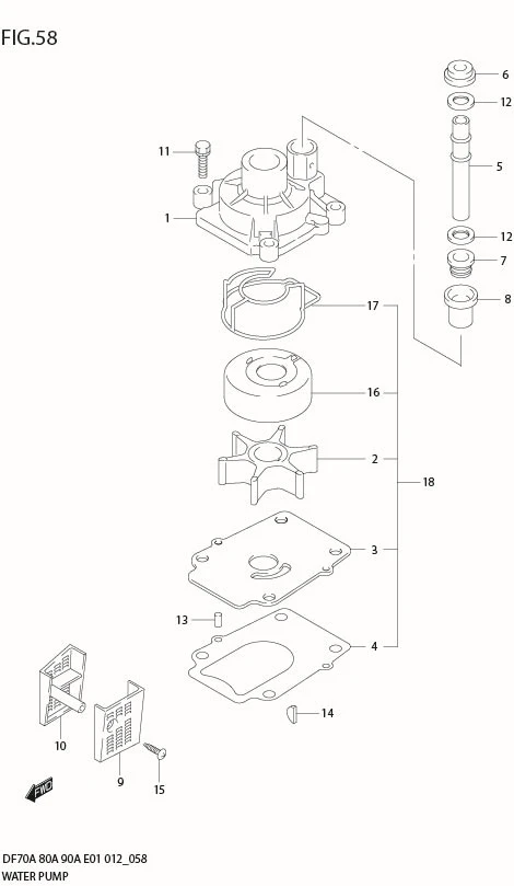 FIG 58  WATER PUMP (DF90ATH E40)