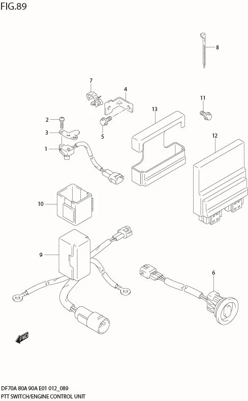 FIG 89  PTT SWITCH / ENGINE CONTROL UNIT (DF70A E01)