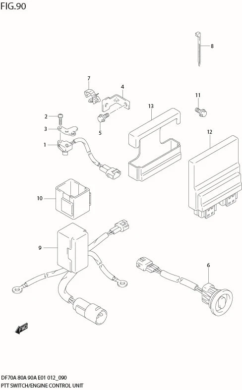 FIG 90  PTT SWITCH / ENGINE CONTROL UNIT (DF70A E40)