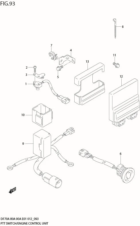 FIG 93  PTT SWITCH / ENGINE CONTROL UNIT (DF80A E01)