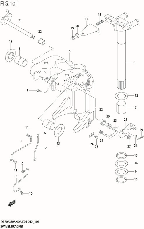 FIG 101 SWIVEL BRACKET (DF70A E40)