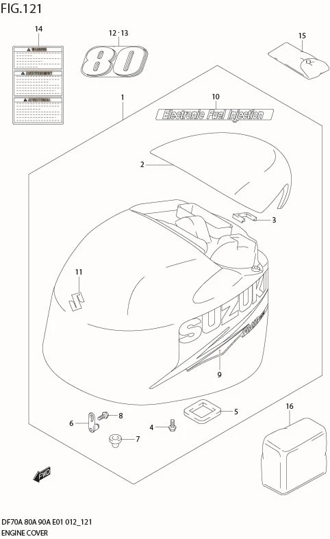 FIG 121 ENGINE COVER (DF80A E40)