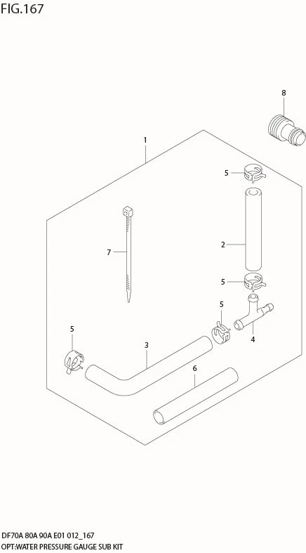 FIG 167 OPT:WATER PRESSURE GAUGE SUB KIT (DF90ATH E40)