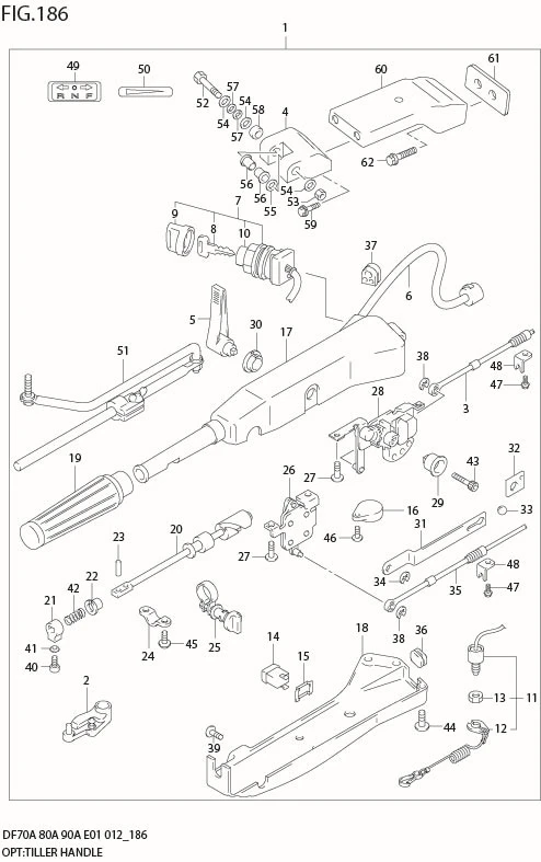 FIG 186 OPT:TILLER HANDLE (DF70A E40)