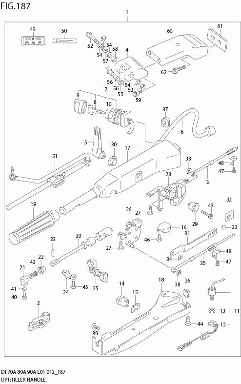 FIG 187 OPT:TILLER HANDLE (DF80A E01)