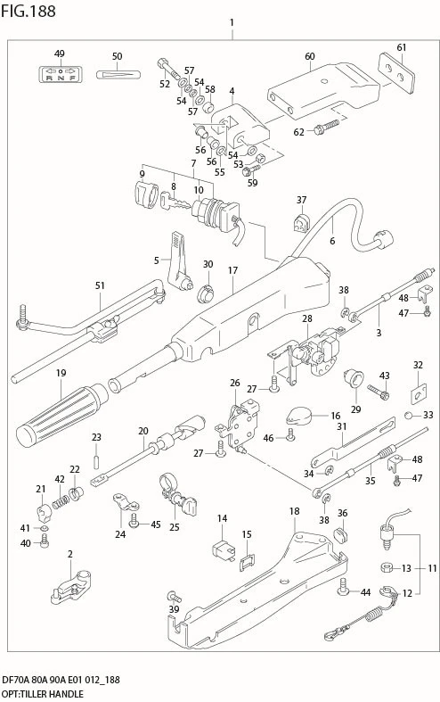 FIG 188 OPT:TILLER HANDLE (DF80A E40)