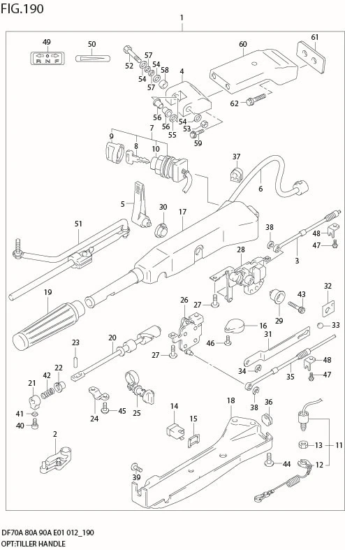 FIG 190 OPT:TILLER HANDLE (DF90A E40)